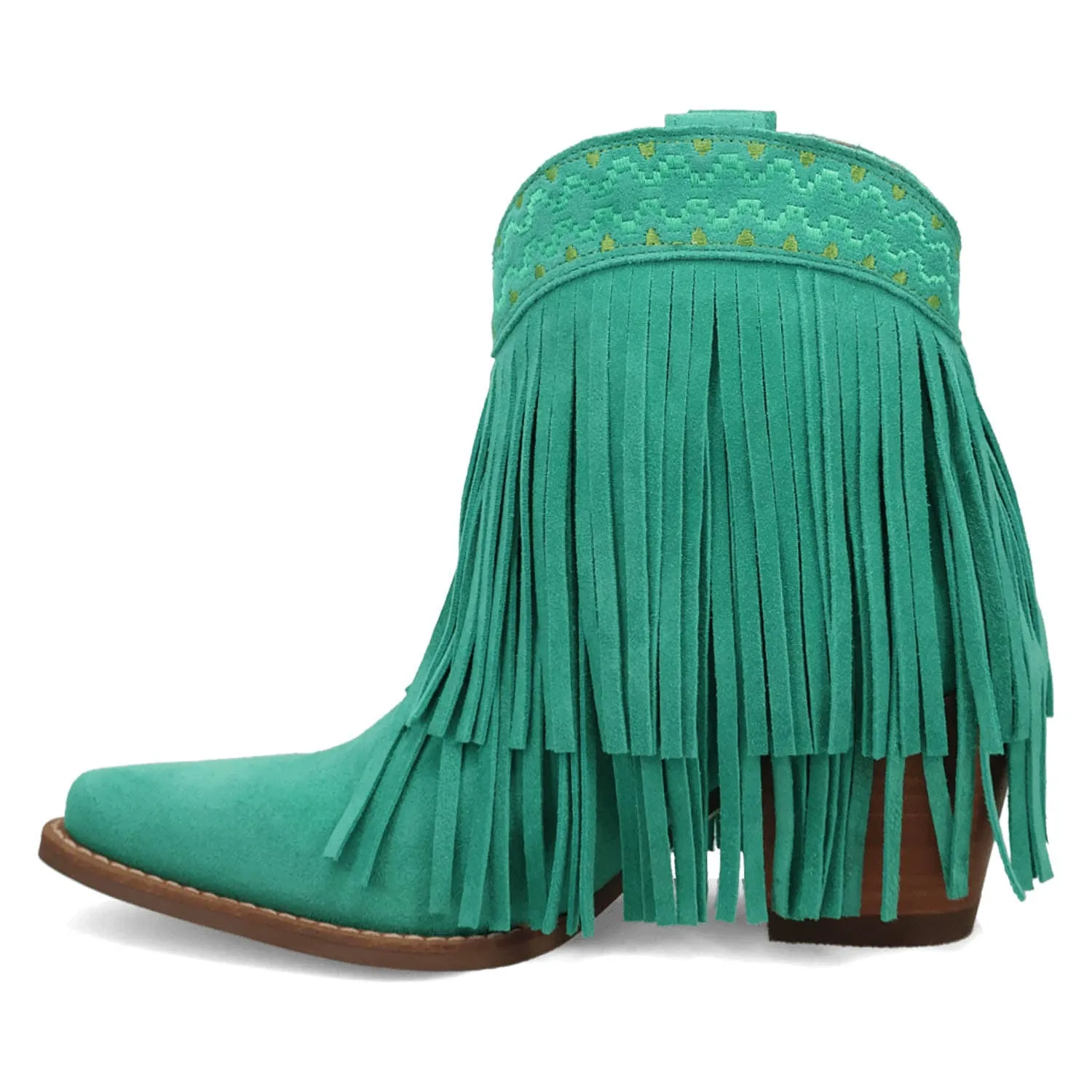 Dingo Womens Tapadero Bootie Green Suede Cowboy Boots