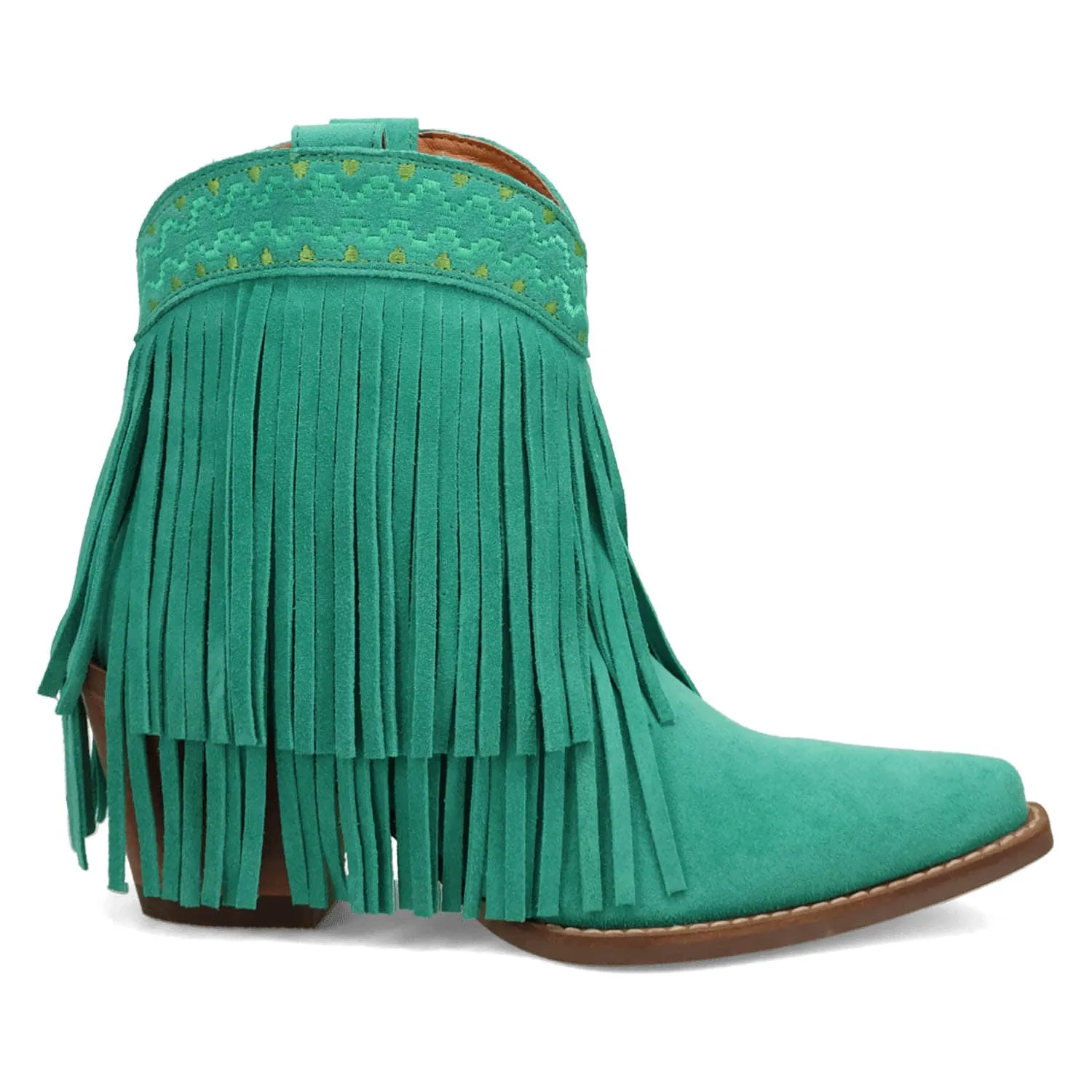 Dingo Womens Tapadero Bootie Green Suede Cowboy Boots