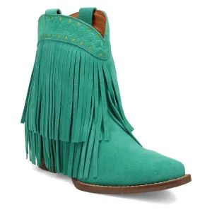 Dingo Womens Tapadero Bootie Green Suede Cowboy Boots