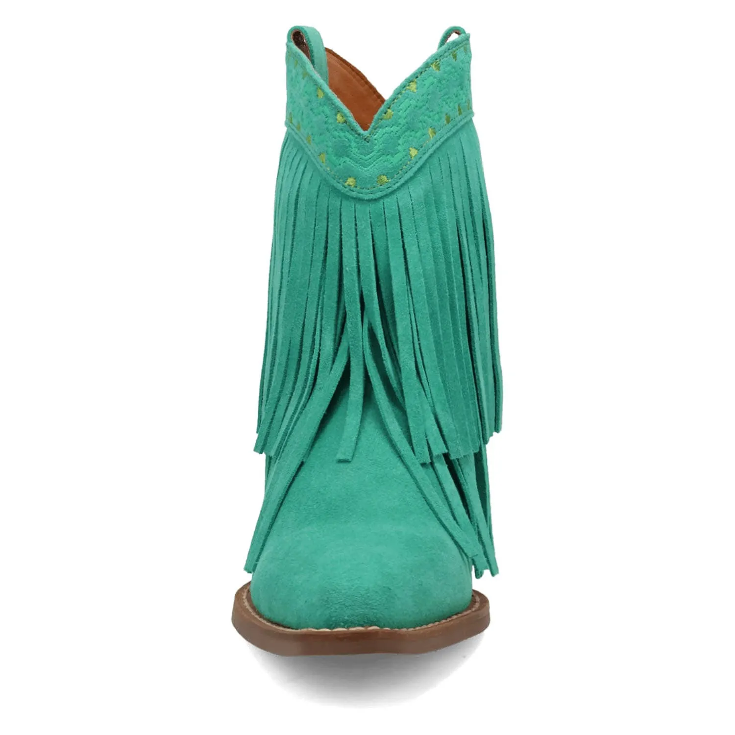 Dingo Womens Tapadero Bootie Green Suede Cowboy Boots