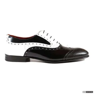 Dino Bigioni Designer Shoes Men's Italian Vit. Paradise White / Black Oxfords (DB1005)