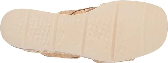 Dolce Vita Lauryn Lt Natural Raffia Slip On Square Open Toe Wedge Heeled Sandals