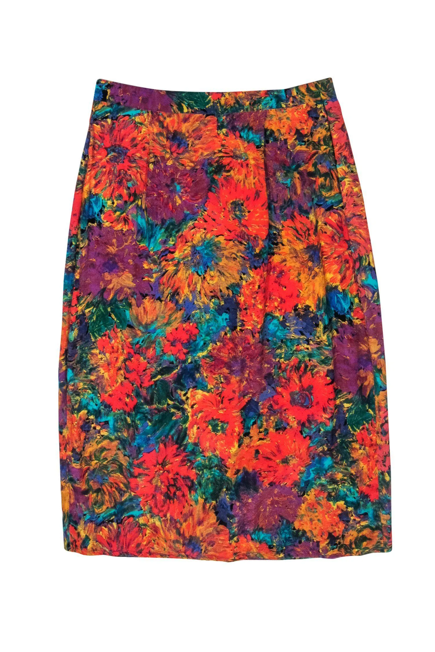 Doncaster - Multicolor Floral Print Faux Wrap Skirt Sz 10