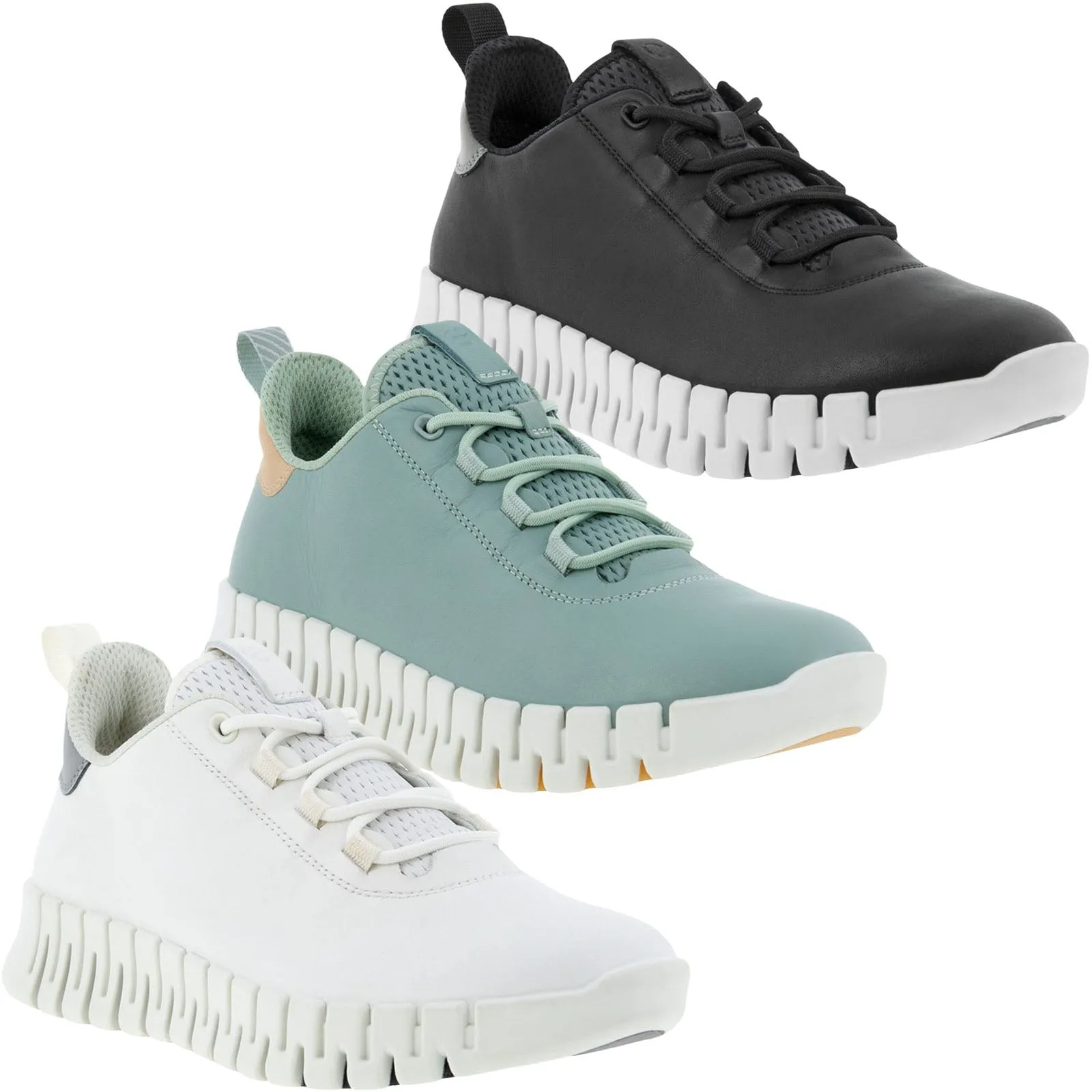 ECCO Womens Gruuv Leather Elastic Laces Trainers