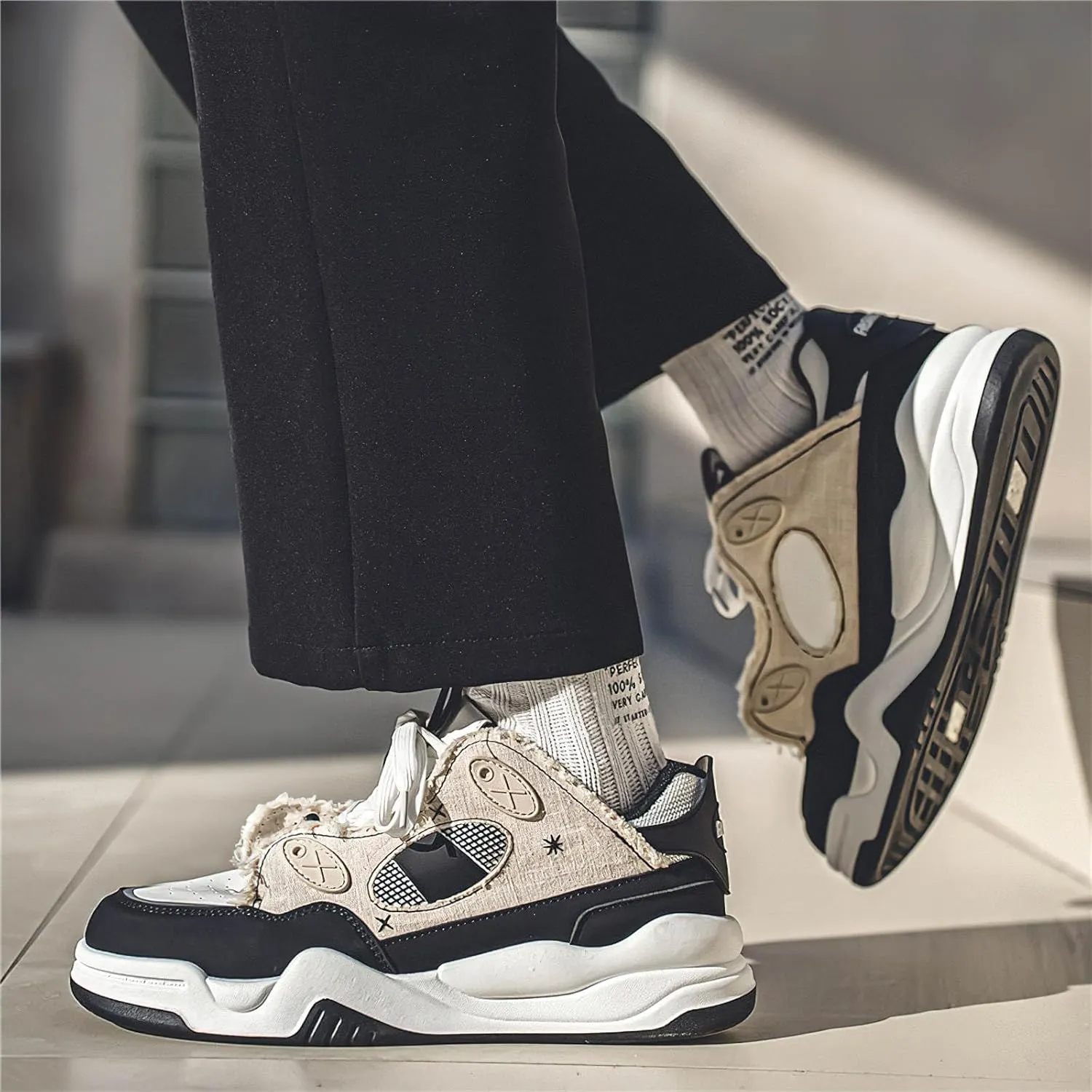 Exusiai Men's Walking Chunky Shoes Fashion Breathable Non Slip Chunky Sneakers Outdoor Workout School Tennis Travel