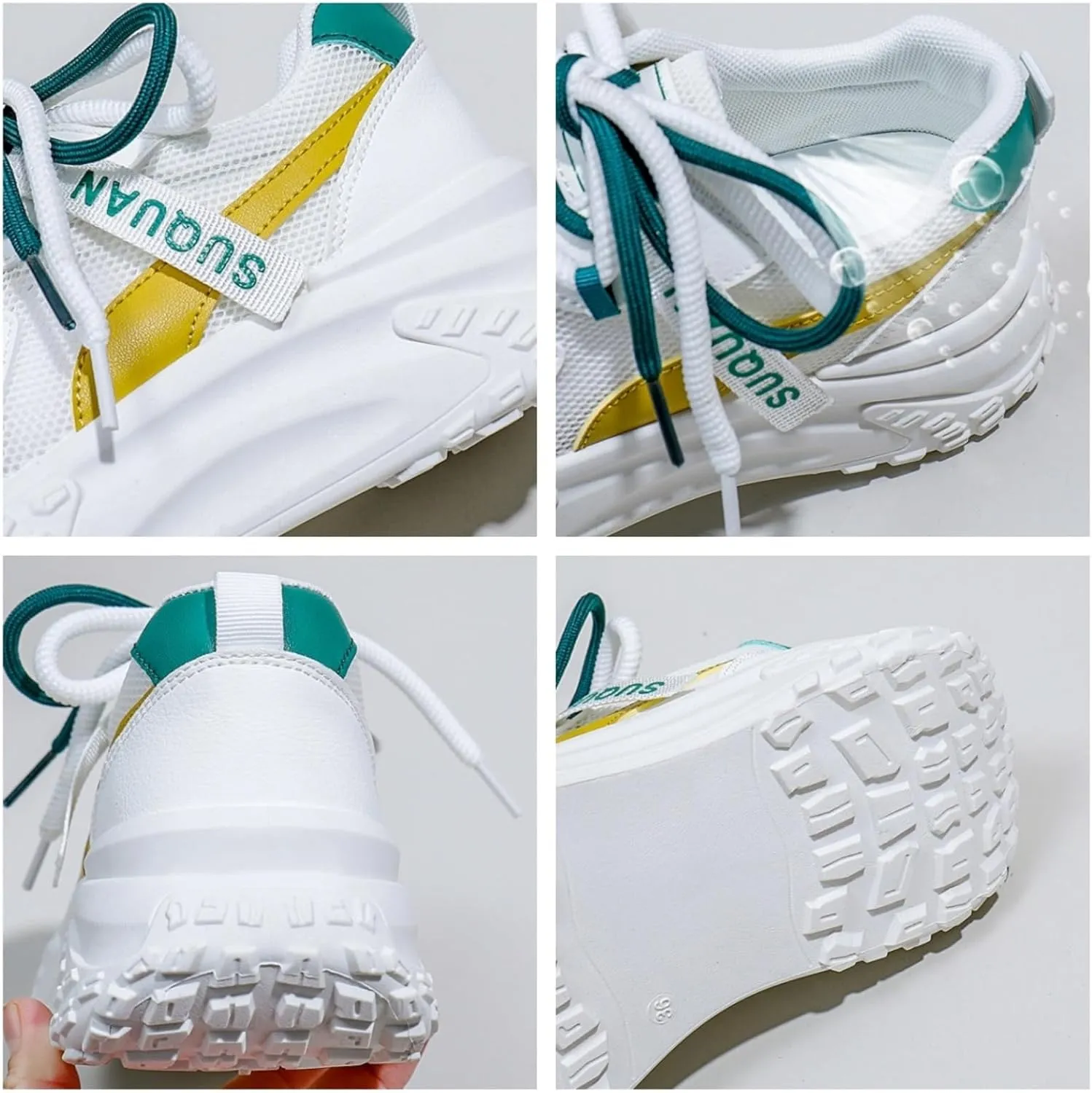 Fashion Breathable Mesh Lace Up Chunky Platform Sneakers for Womens Lightweight Soft Non-Slip Round Toe Walking Casual Workout Shoes