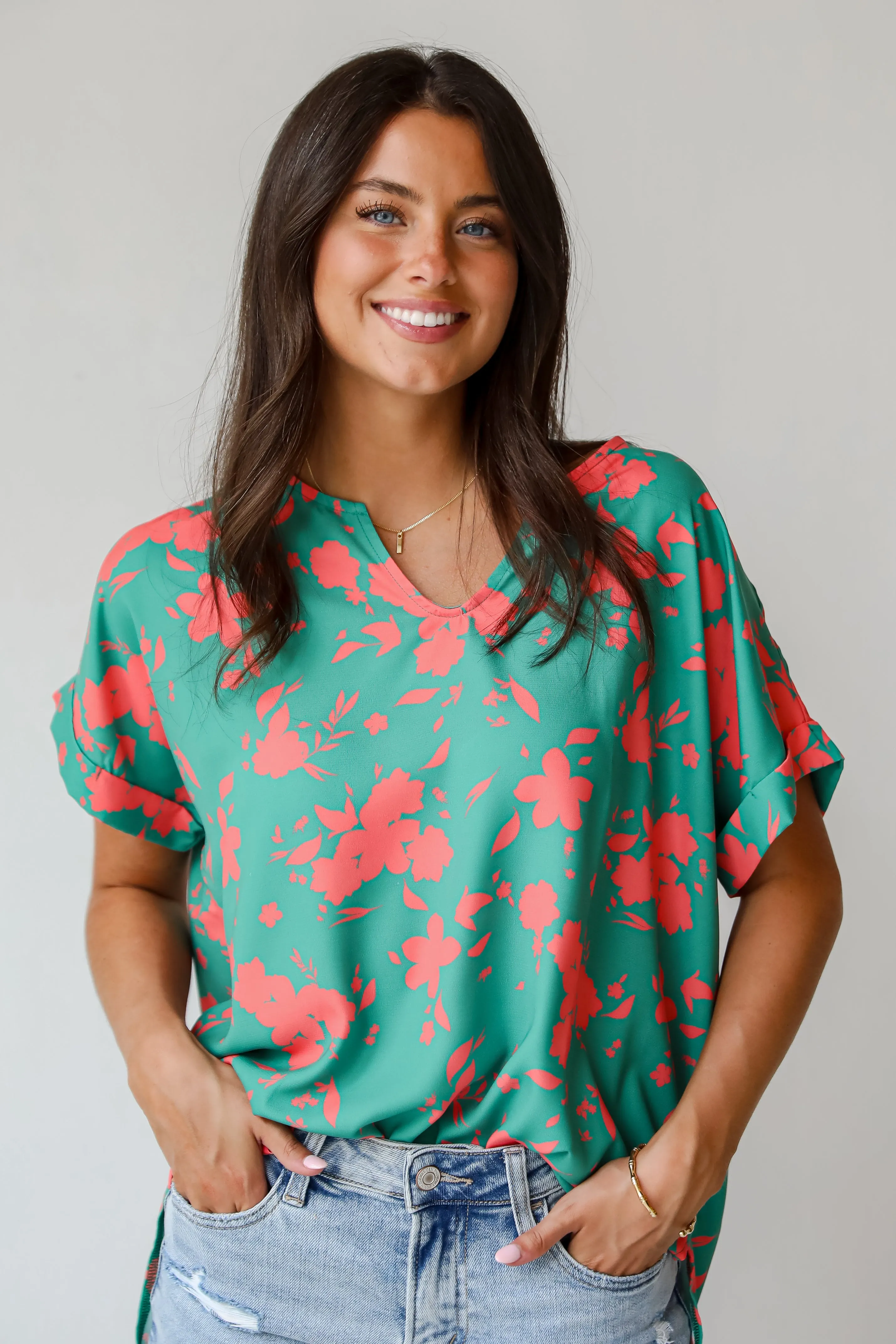 FINAL SALE - Treasured Aesthetic Green Floral Blouse