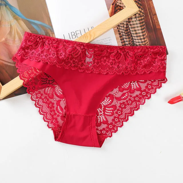 Floral Scallop Lace Mesh Panties Intimate Lingerie