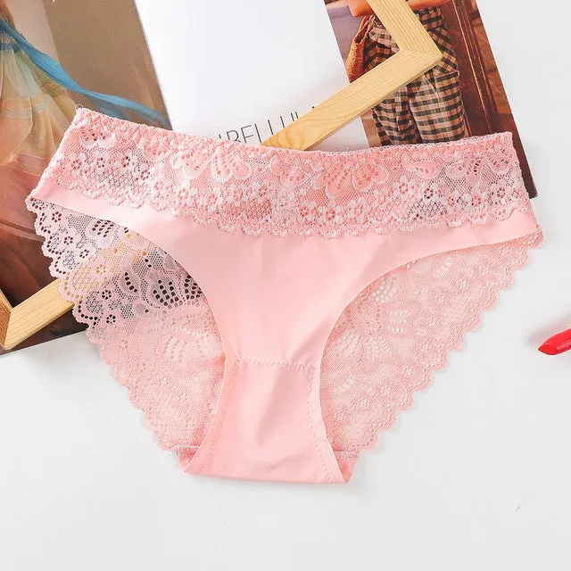 Floral Scallop Lace Mesh Panties Intimate Lingerie