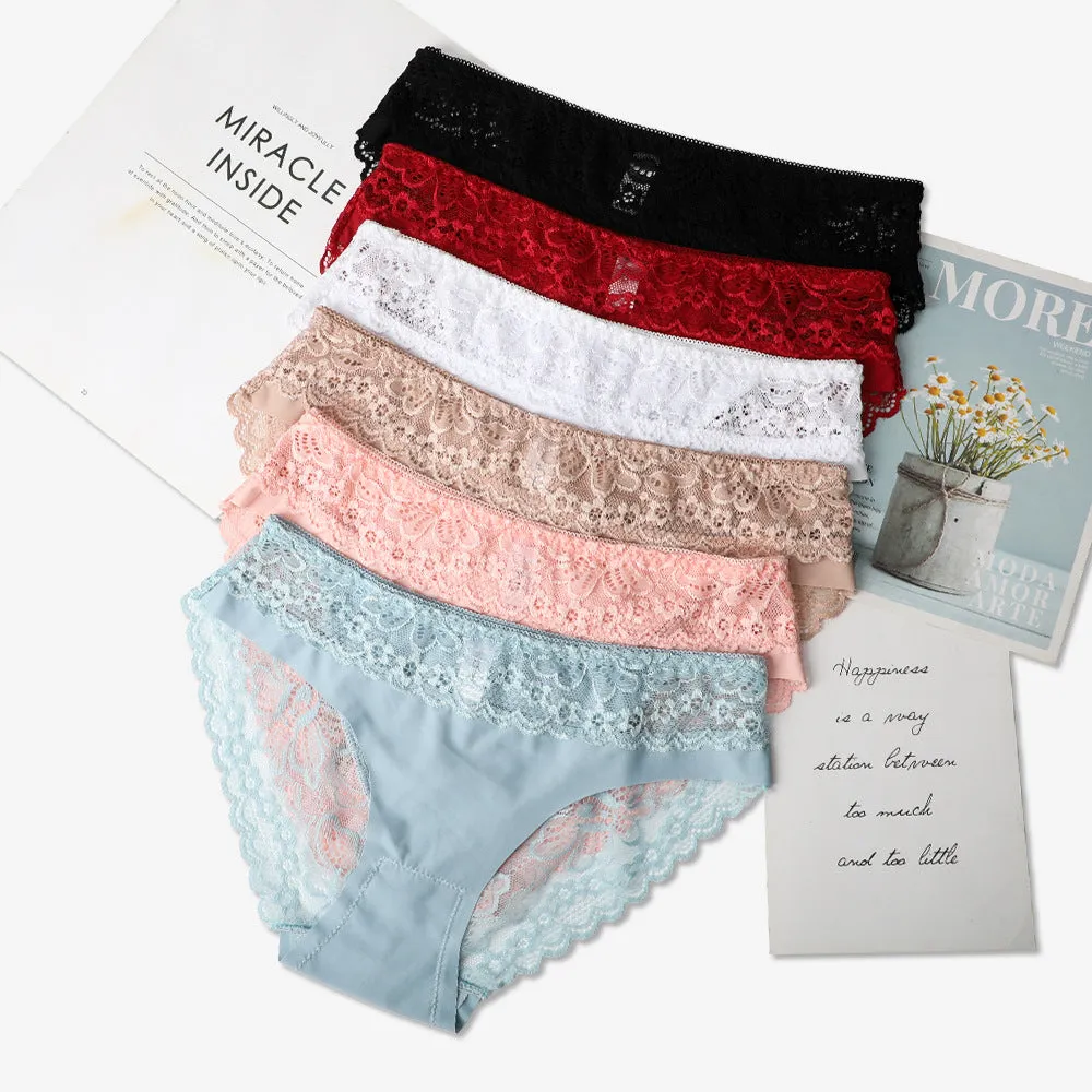 Floral Scallop Lace Mesh Panties Intimate Lingerie
