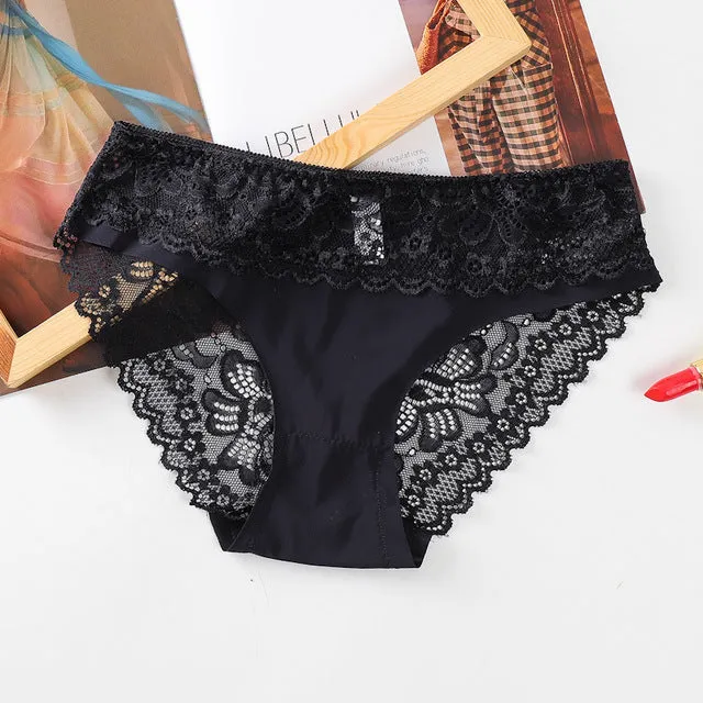 Floral Scallop Lace Mesh Panties Intimate Lingerie