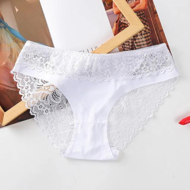 Floral Scallop Lace Mesh Panties Intimate Lingerie