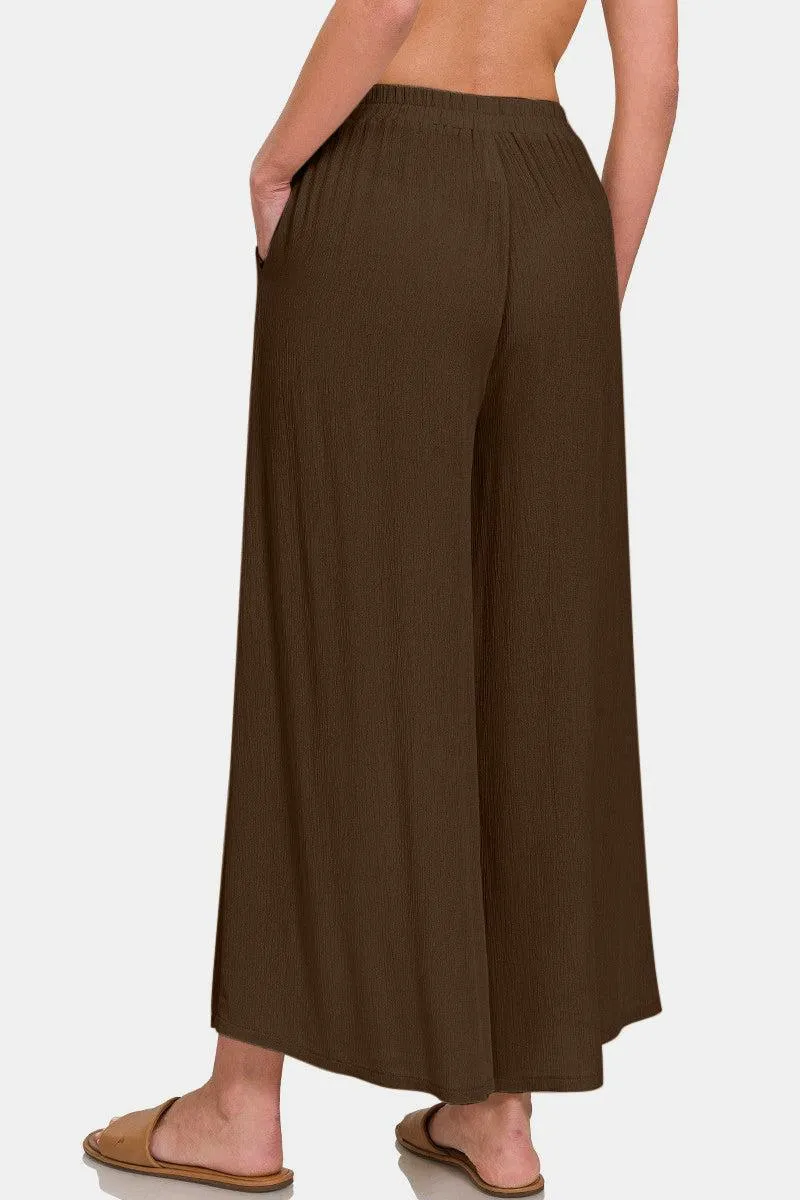Flowy Fit Wide Leg Pants With Pockets