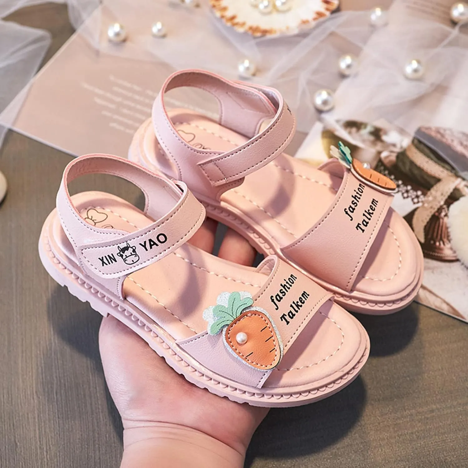 Girl Tennis Shoes Thick Soles Soft Soles Middle and Large Children Children School Sandals Beach Shoes Baby Sandals Size 5
