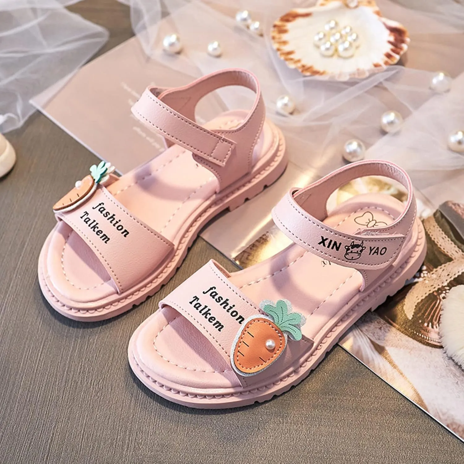 Girl Tennis Shoes Thick Soles Soft Soles Middle and Large Children Children School Sandals Beach Shoes Baby Sandals Size 5