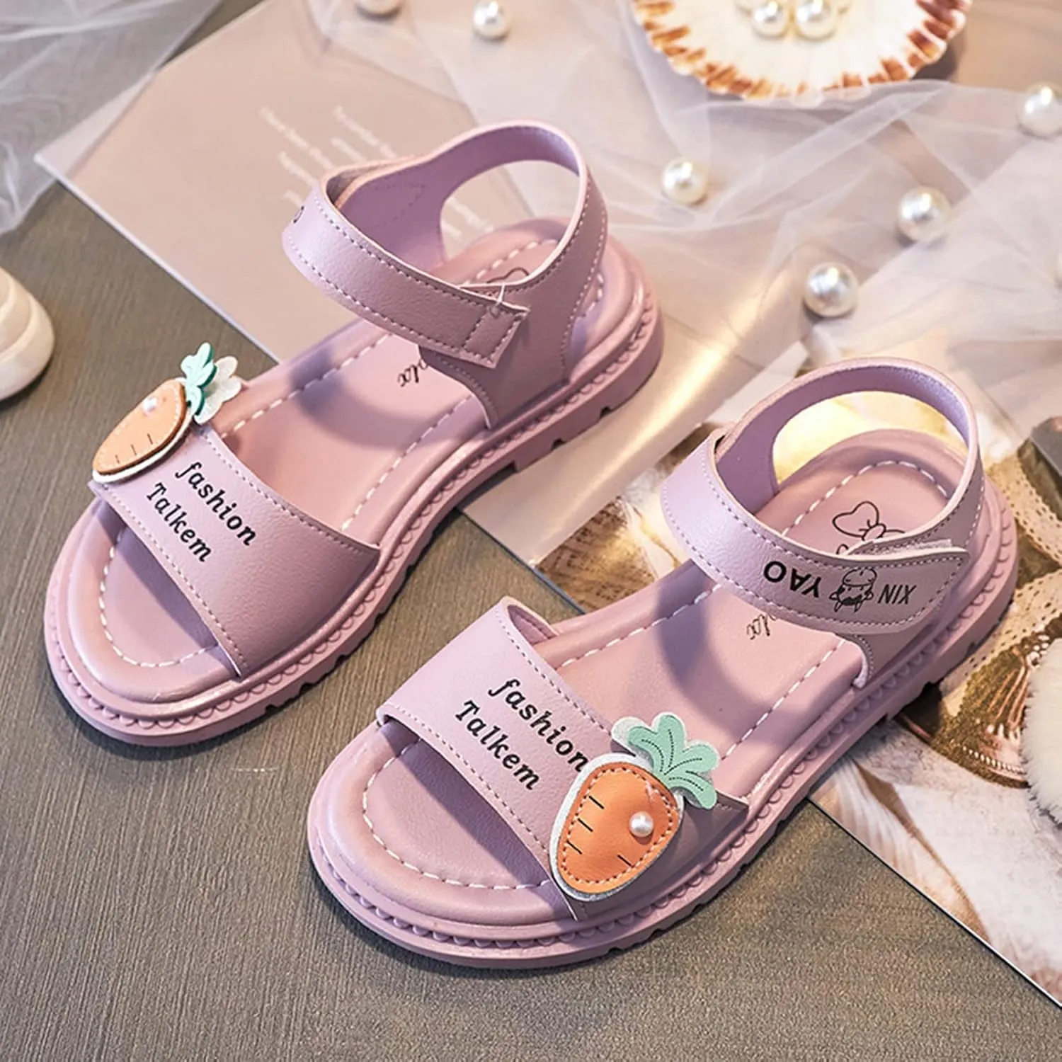 Girl Tennis Shoes Thick Soles Soft Soles Middle and Large Children Children School Sandals Beach Shoes Baby Sandals Size 5
