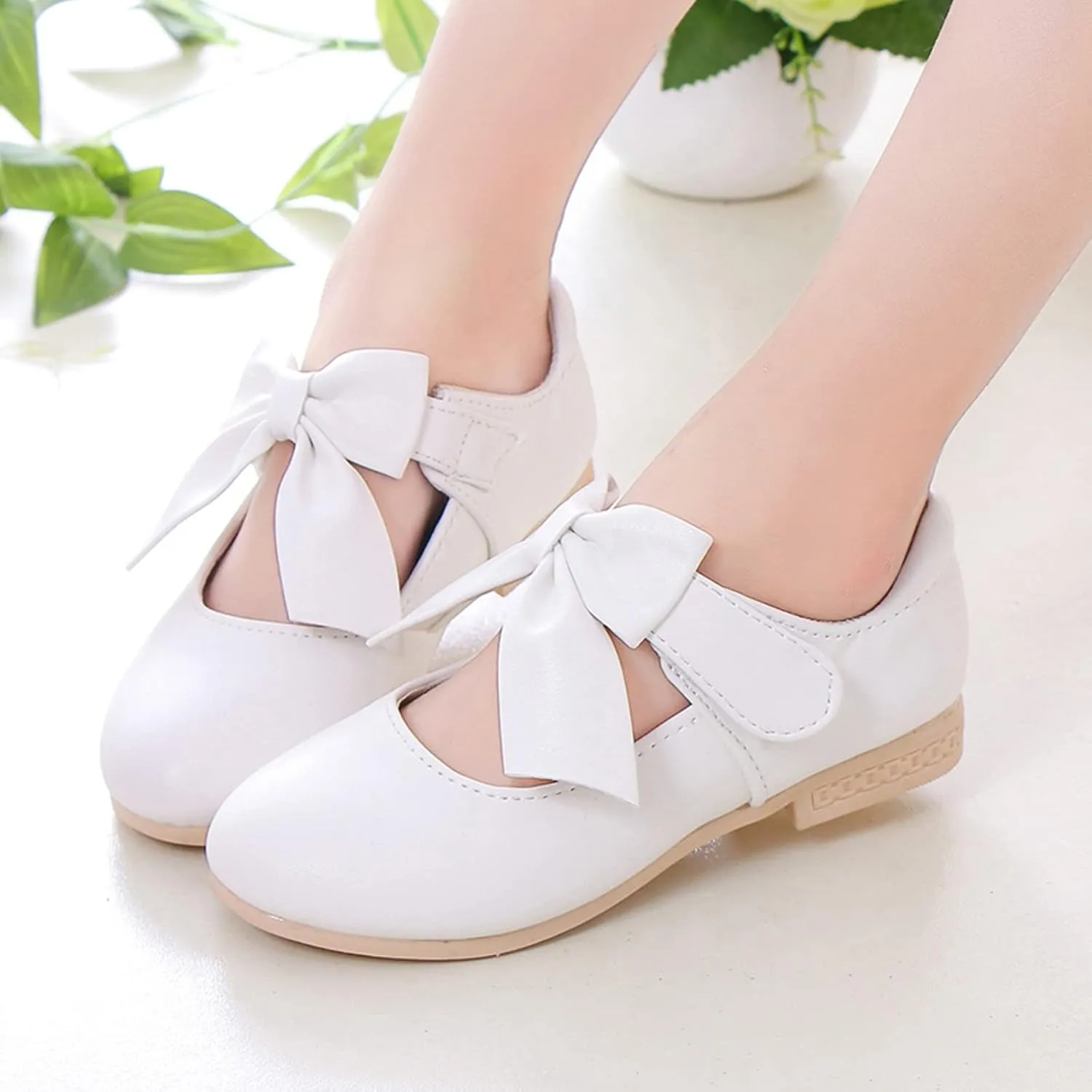 Girls Ballet Shoes Flower Girls Mary Jane Flats with Bow Toddler Dress Shoes Party Wedding Church Shoes for Kids
