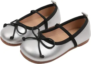 Girls Dress Shoes Flower Girl Shoes Mary Jane Ballet Flats Bow Wedding Party Communion Shoes for Toddler Girls