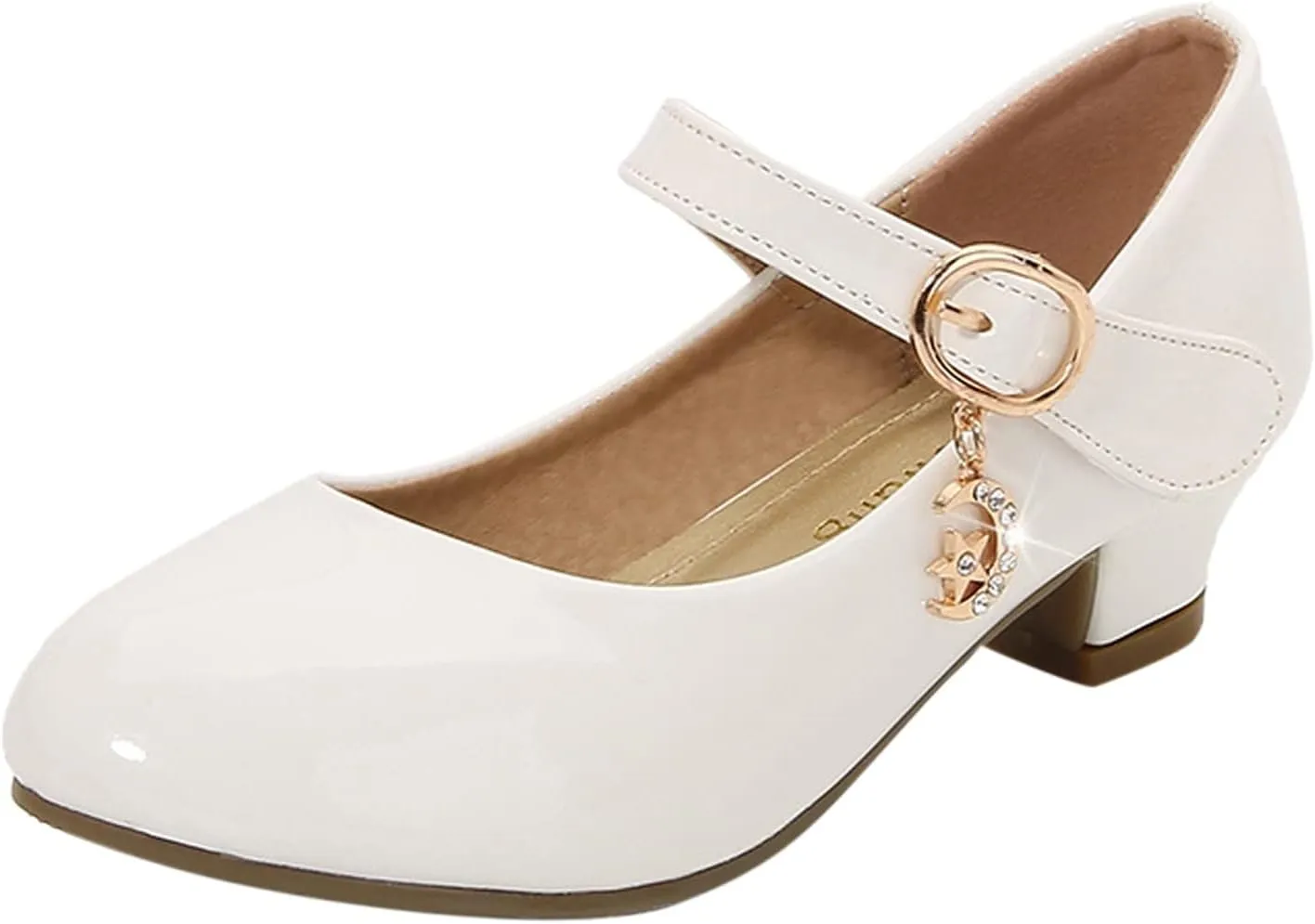 Girls Mary Jane Shoes Low Heel Dress Shoes Flower Girl School Shoes Patent Leather Shoes for Wedding Party