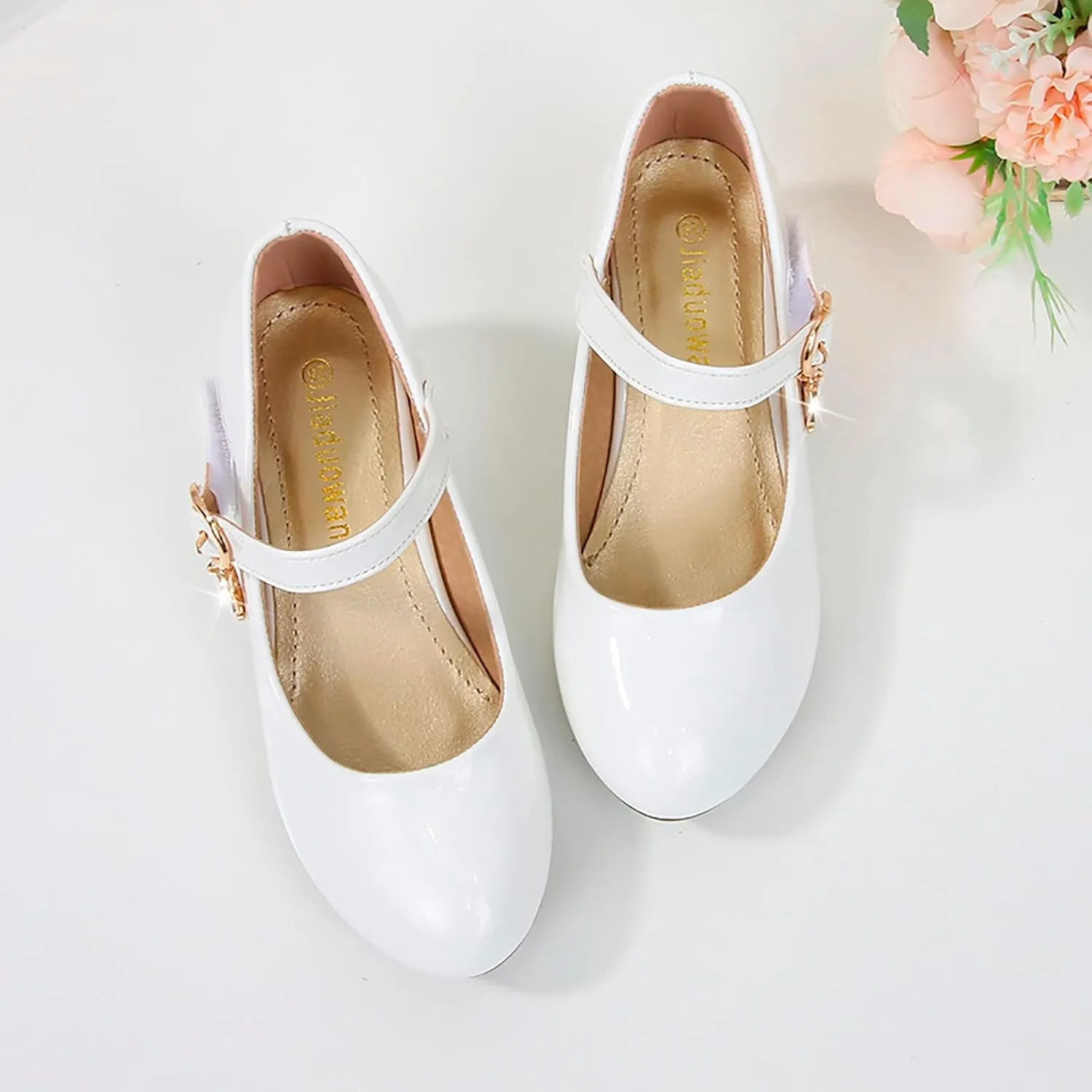 Girls Mary Jane Shoes Low Heel Dress Shoes Flower Girl School Shoes Patent Leather Shoes for Wedding Party