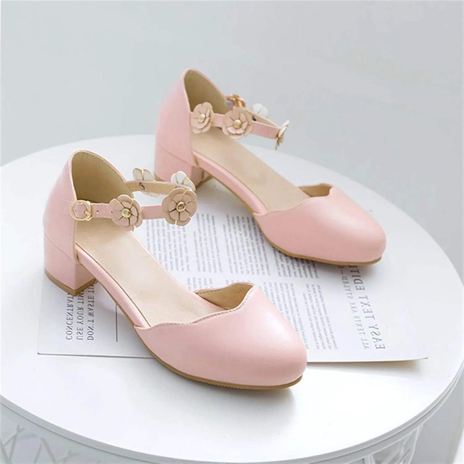 Girls Sandals Big Kids Girls Mary Jane Dress Shoes Pumps Low Heels Flower High School Prom Shoes Girls Sock