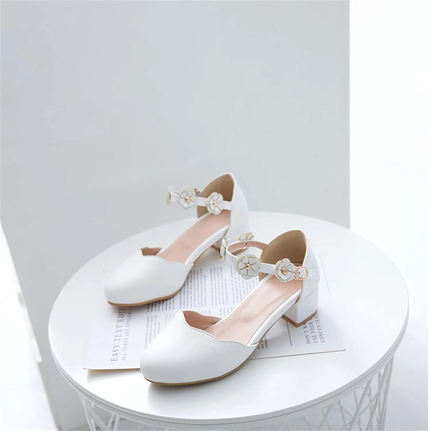 Girls Sandals Big Kids Girls Mary Jane Dress Shoes Pumps Low Heels Flower High School Prom Shoes Girls Sock