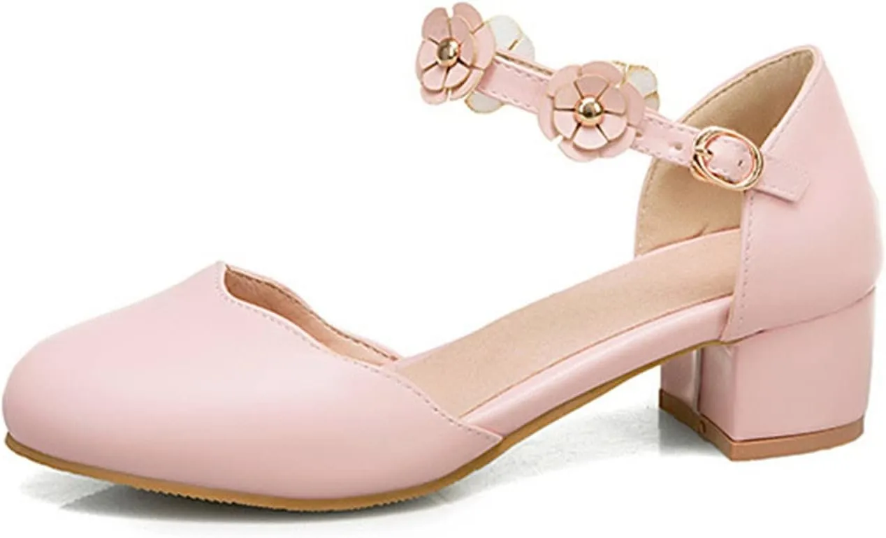 Girls Sandals Big Kids Girls Mary Jane Dress Shoes Pumps Low Heels Flower High School Prom Shoes Girls Sock