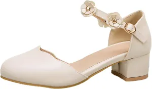 Girls Sandals Big Kids Girls Mary Jane Dress Shoes Pumps Low Heels Flower High School Prom Shoes Girls Sock