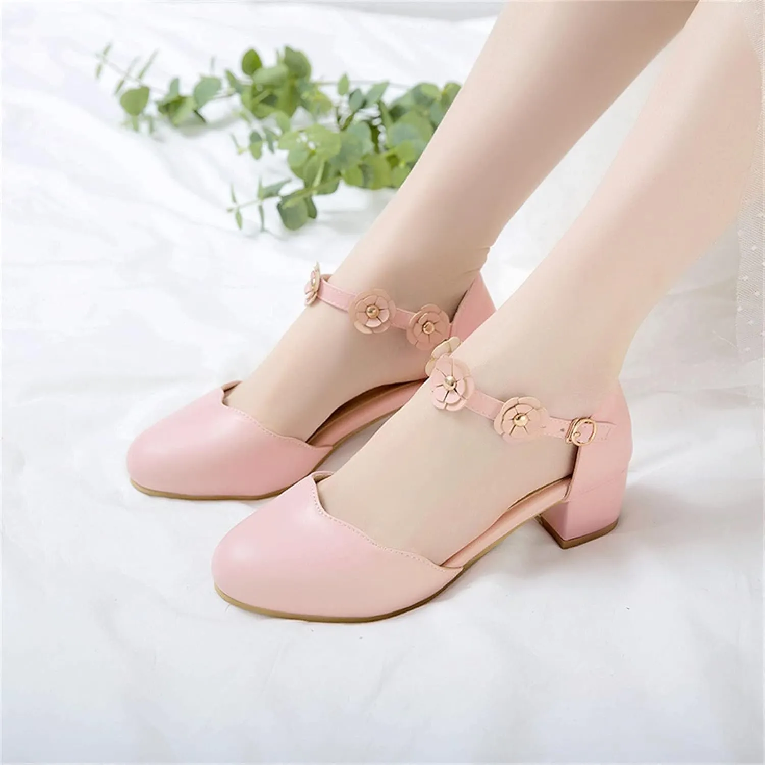 Girls Sandals Big Kids Girls Mary Jane Dress Shoes Pumps Low Heels Flower High School Prom Shoes Girls Sock