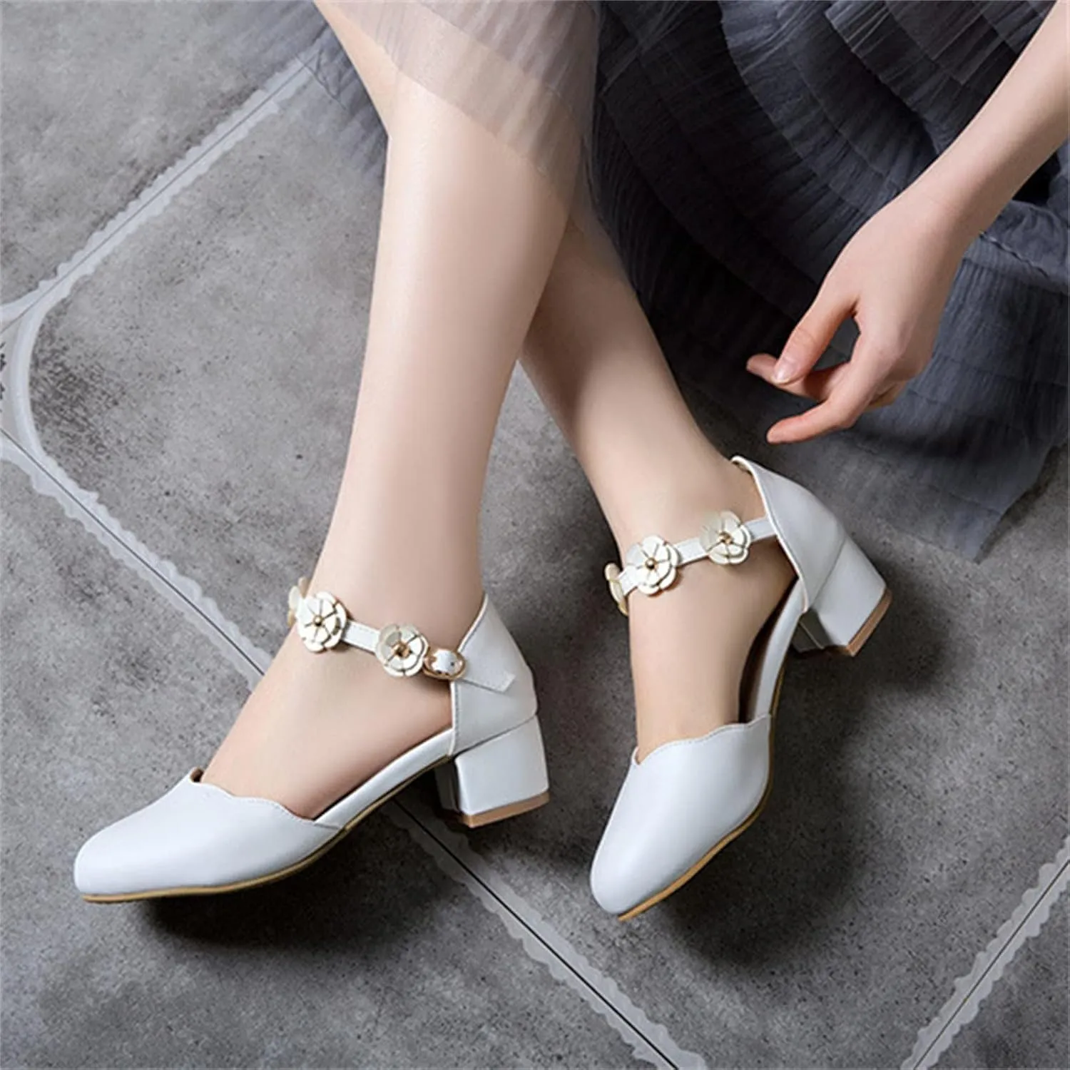 Girls Sandals Big Kids Girls Mary Jane Dress Shoes Pumps Low Heels Flower High School Prom Shoes Girls Sock
