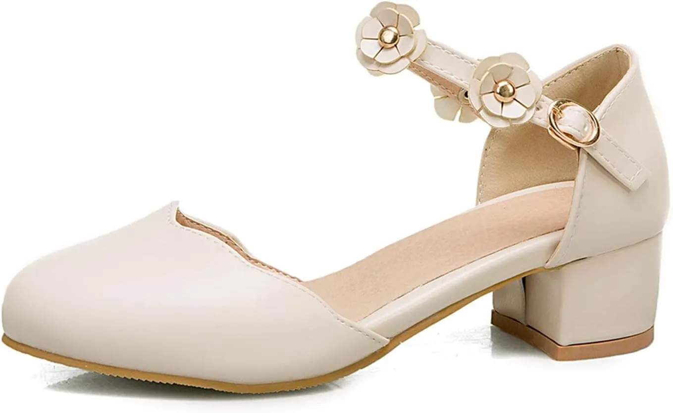Girls Sandals Big Kids Girls Mary Jane Dress Shoes Pumps Low Heels Flower High School Prom Shoes Girls Sock