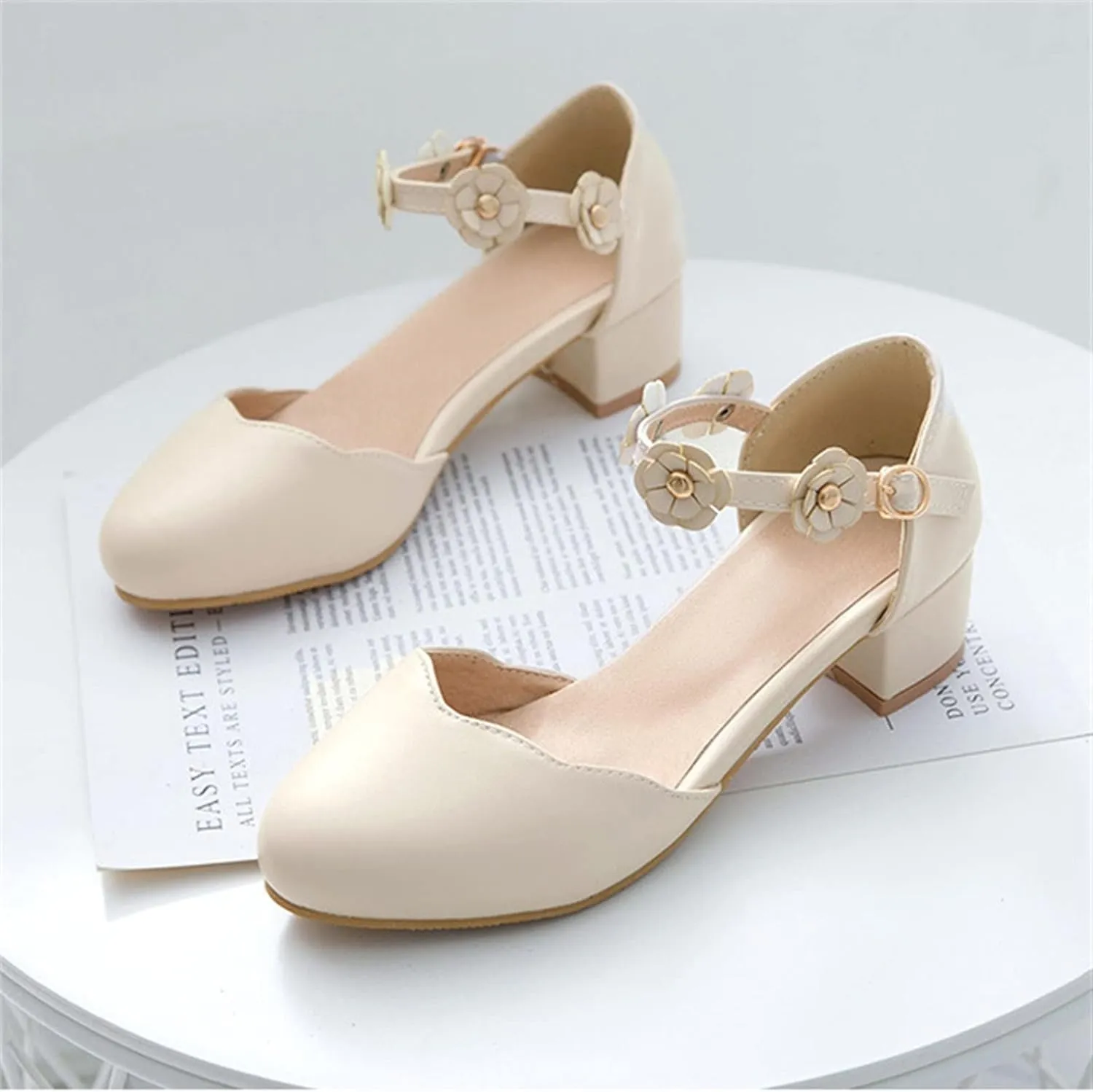 Girls Sandals Big Kids Girls Mary Jane Dress Shoes Pumps Low Heels Flower High School Prom Shoes Girls Sock