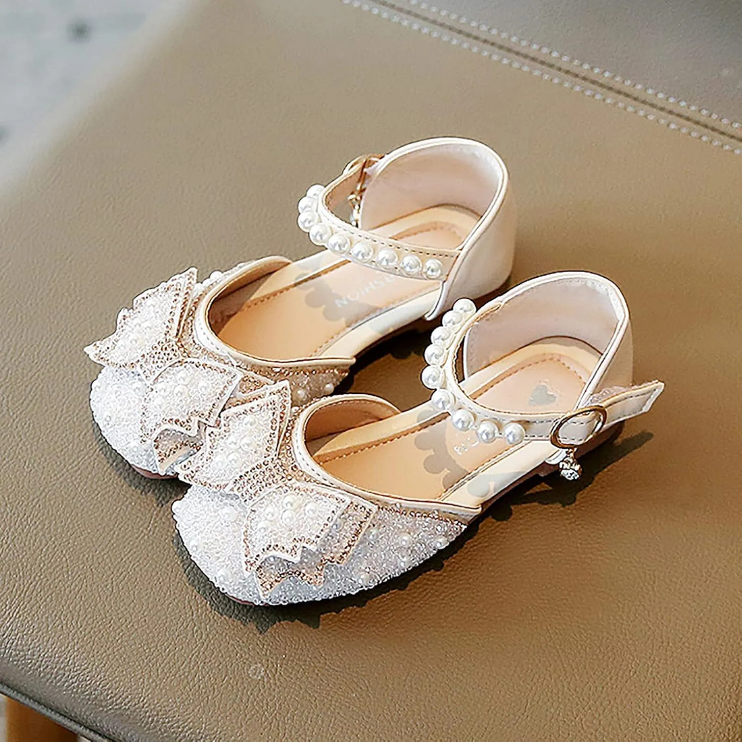 Girls Sandals Bowknot Single Girls Dancing Sandals Baby Pearl Shoes Infant Shoes Shoes Kids Crystal Little Fuzzy