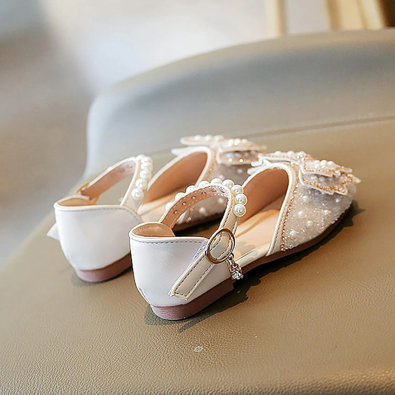 Girls Sandals Bowknot Single Girls Dancing Sandals Baby Pearl Shoes Infant Shoes Shoes Kids Crystal Little Fuzzy