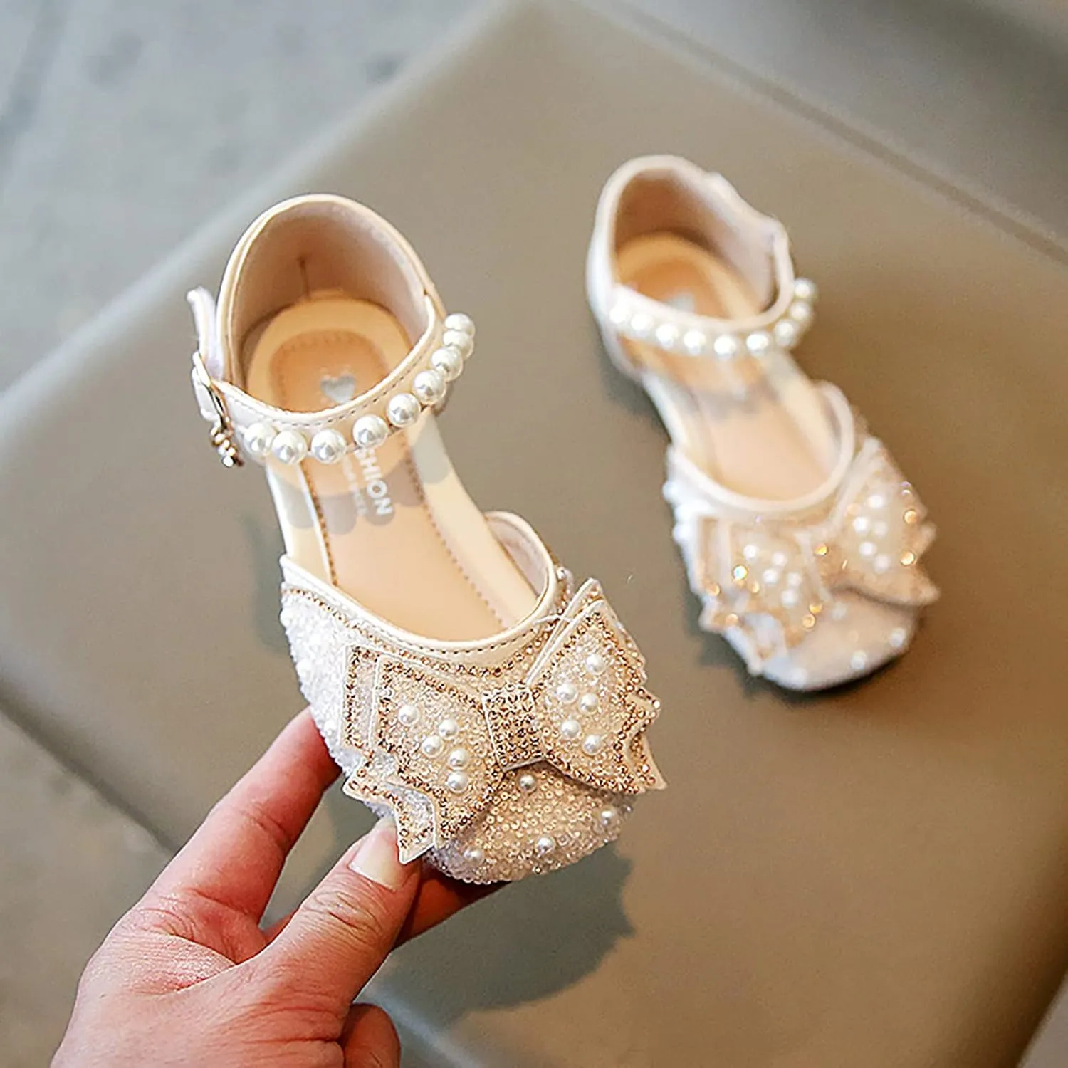 Girls Sandals Bowknot Single Girls Dancing Sandals Baby Pearl Shoes Infant Shoes Shoes Kids Crystal Little Fuzzy