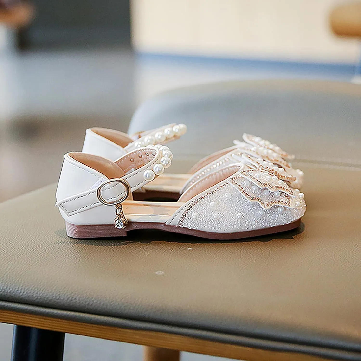 Girls Sandals Bowknot Single Girls Dancing Sandals Baby Pearl Shoes Infant Shoes Shoes Kids Crystal Little Fuzzy