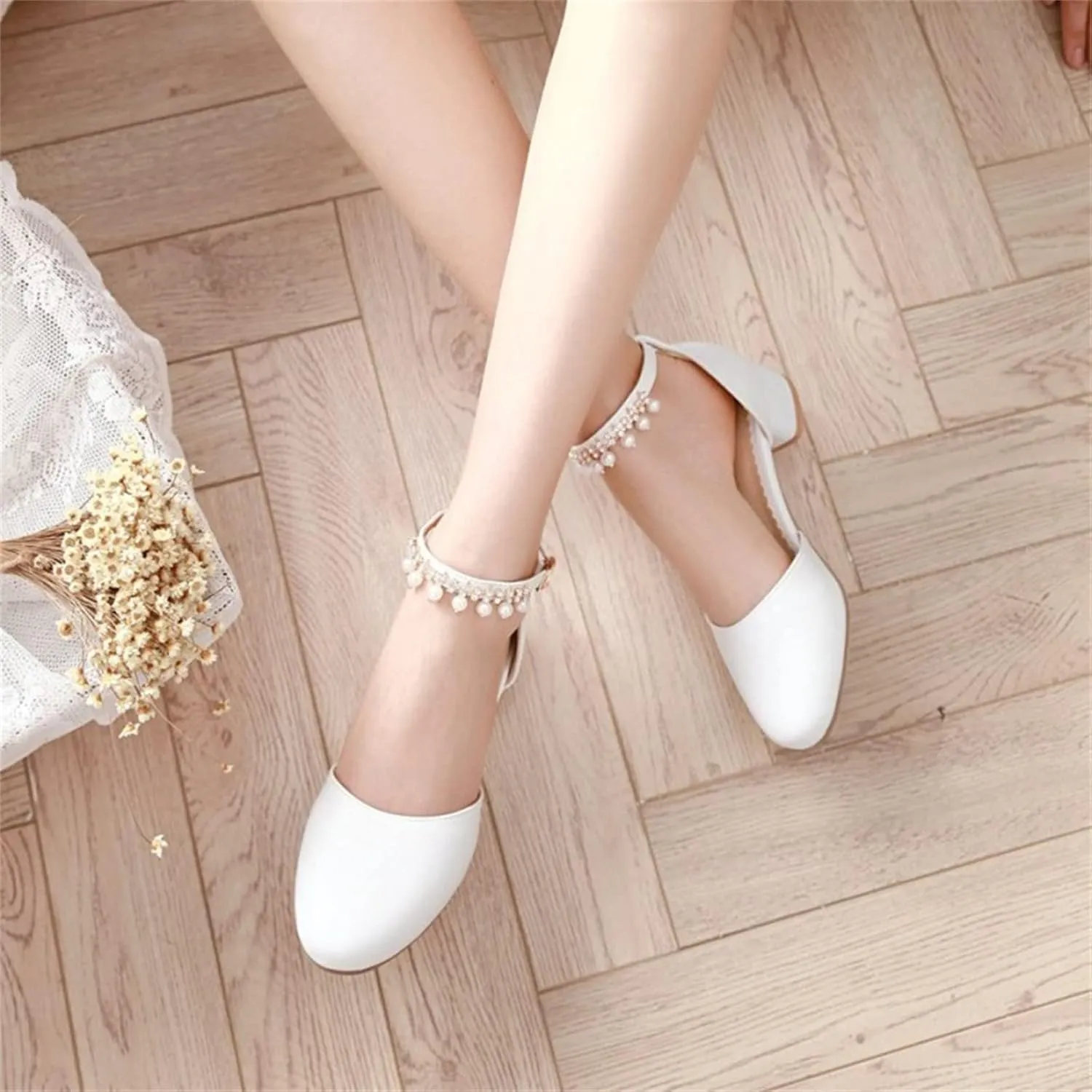 Girls Sandals Girls Mary Jane Dress Shoes Pumps Low Heels Flower Party High School Prom Open Toe Slippers for