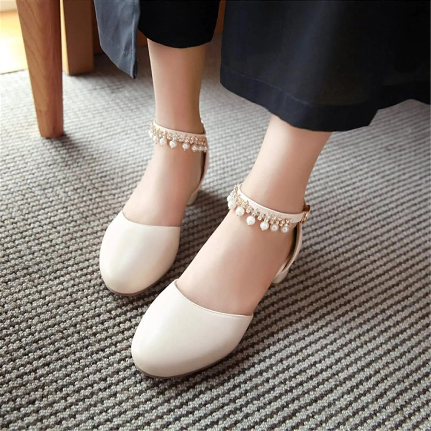 Girls Sandals Girls Mary Jane Dress Shoes Pumps Low Heels Flower Party High School Prom Open Toe Slippers for