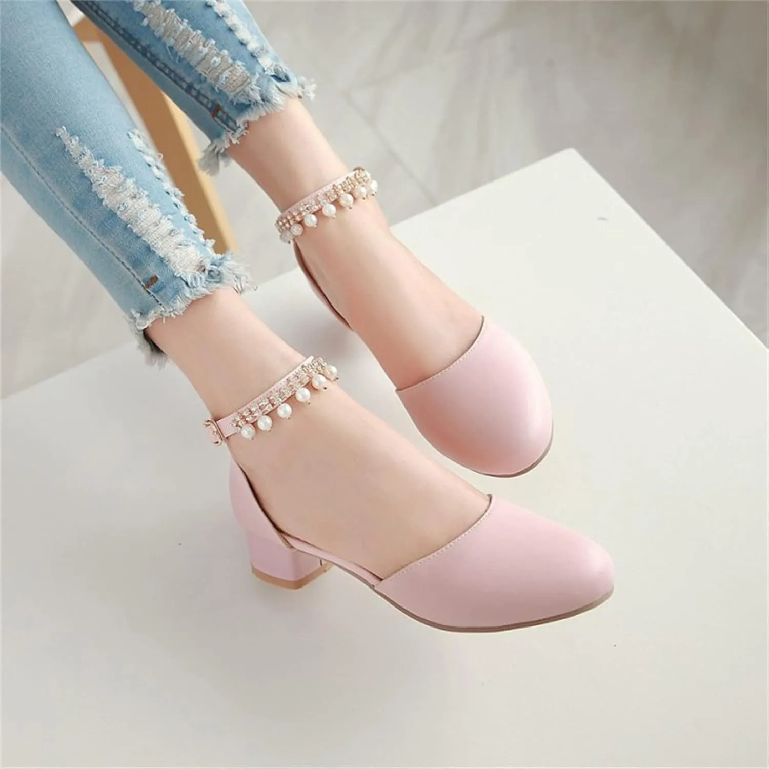 Girls Sandals Girls Mary Jane Dress Shoes Pumps Low Heels Flower Party High School Prom Open Toe Slippers for