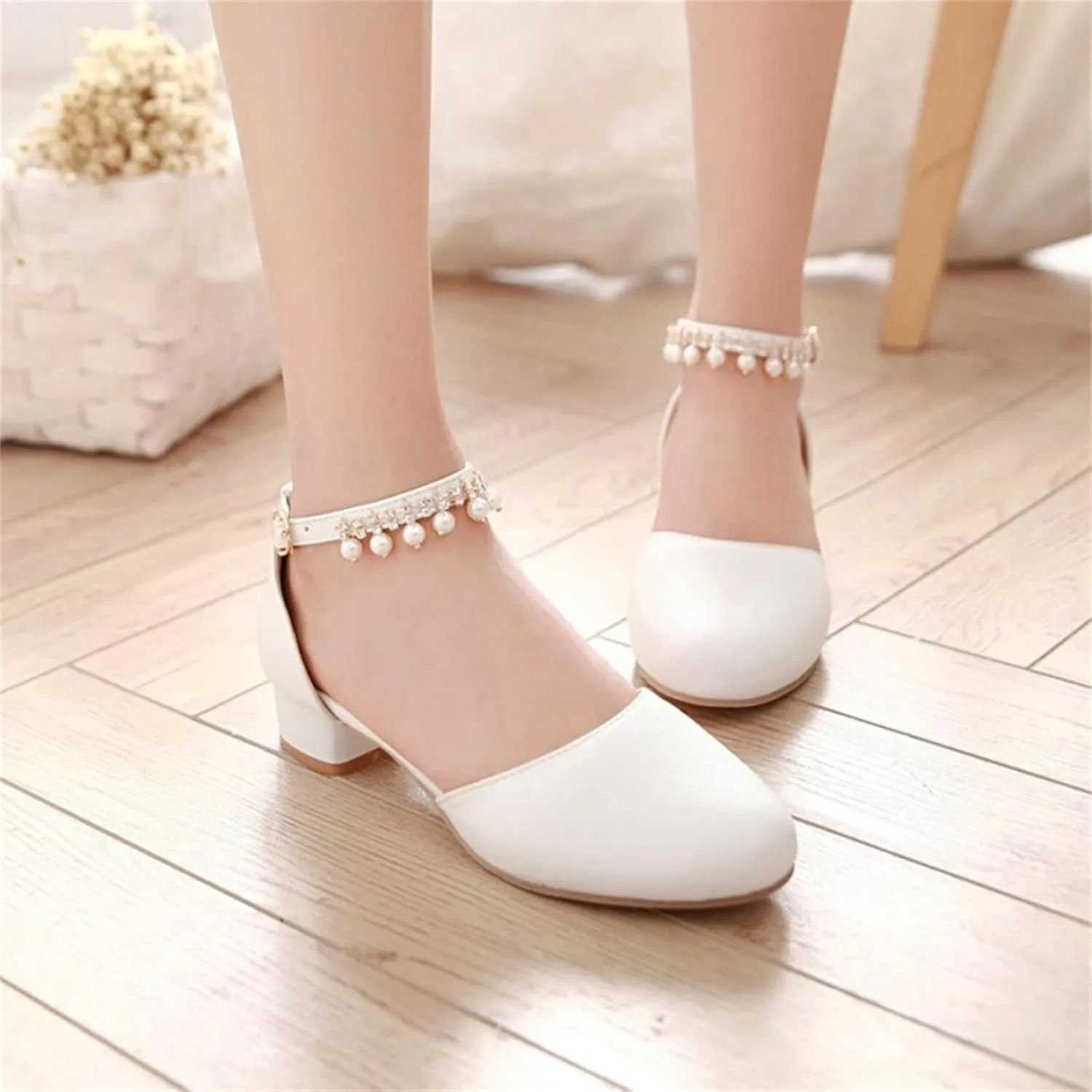 Girls Sandals Girls Mary Jane Dress Shoes Pumps Low Heels Flower Party High School Prom Open Toe Slippers for