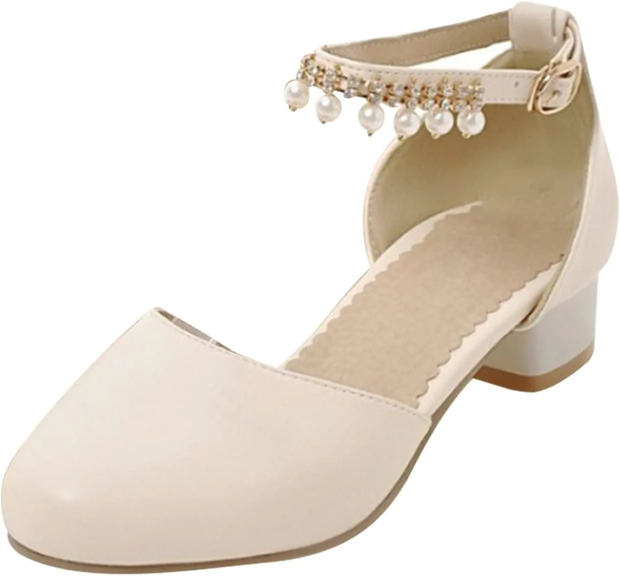 Girls Sandals Girls Mary Jane Dress Shoes Pumps Low Heels Flower Party High School Prom Open Toe Slippers for