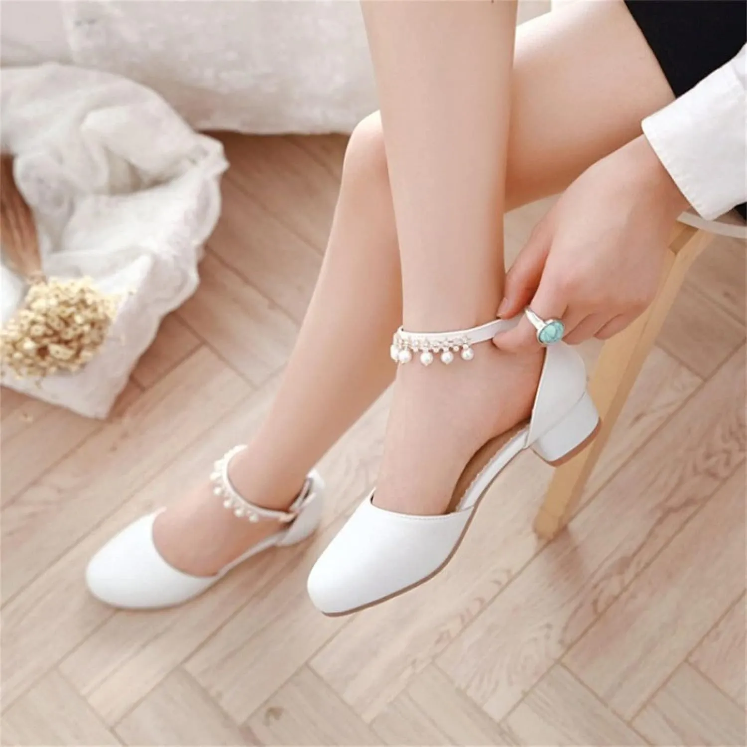 Girls Sandals Girls Mary Jane Dress Shoes Pumps Low Heels Flower Party High School Prom Open Toe Slippers for