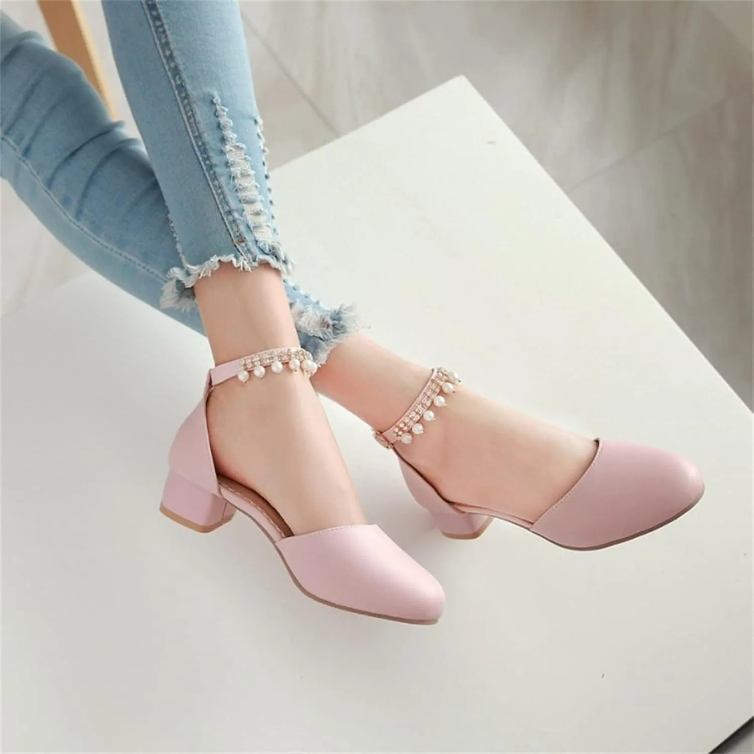 Girls Sandals Girls Mary Jane Dress Shoes Pumps Low Heels Flower Party High School Prom Open Toe Slippers for