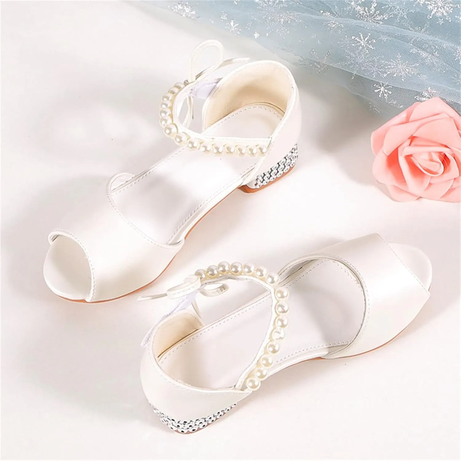 Girls Sandals Girls Sandals Grils Dress Shoes Wedding Party Open Toe Glitter High Heels For High Girls Lace up
