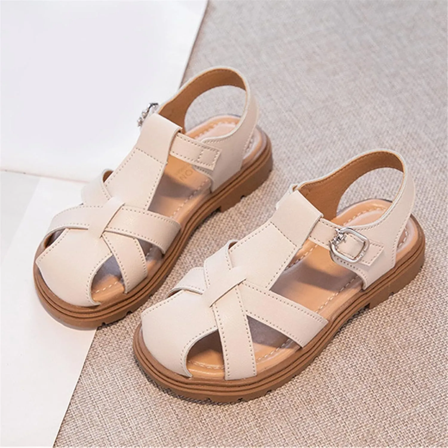 Girls Sandals Girls Sandals Half Wrap Head Strap Flat Princess Shoes Summer Dress Toddler Girl Ballet Slipper No