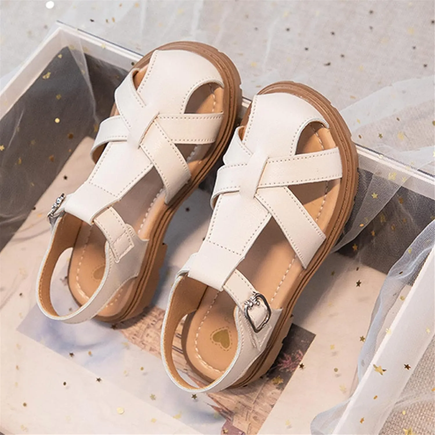 Girls Sandals Girls Sandals Half Wrap Head Strap Flat Princess Shoes Summer Dress Toddler Girl Ballet Slipper No