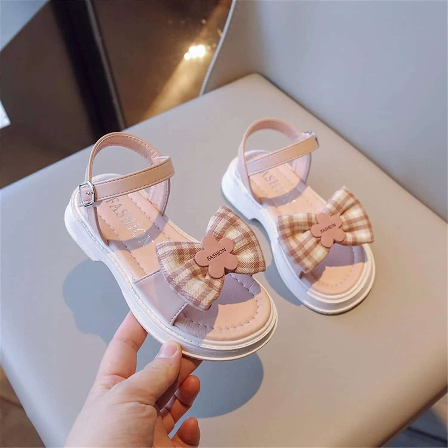Girls Slides Open Toe Design Sandals Bowknots Flat Sandals Summer Dress Shoes Girls Sandal Fashion Ballet Shoes