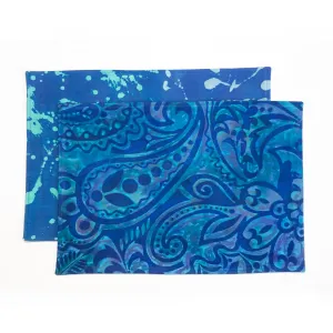 Hand Painted Placemats and Table Runners - Ocean Blue/Blue Lightning
