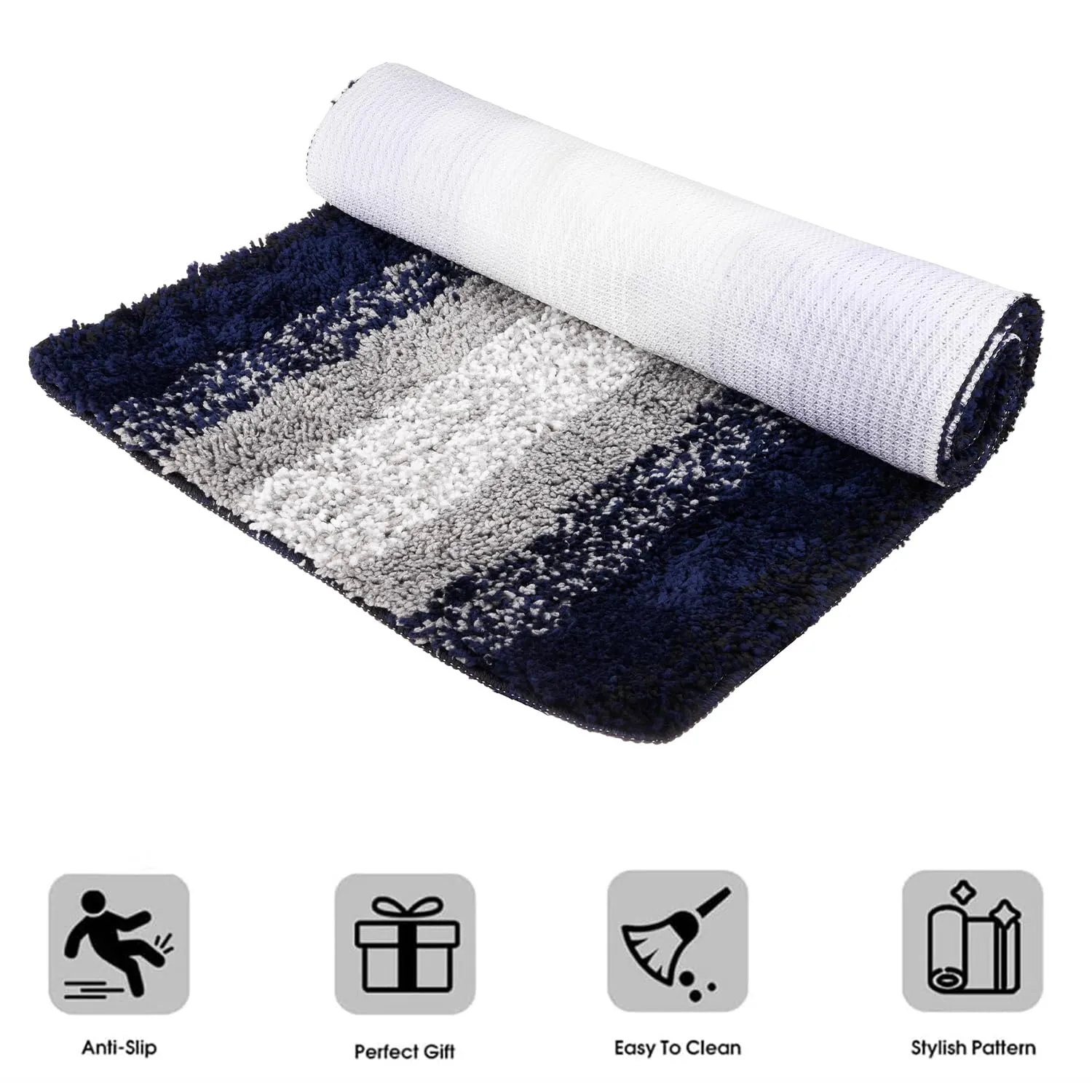 Heart Home Runner | Bedside Runner for Bedroom | Runner for Living Room | Blue Patta Rainbow Carpet Runner | Anti Skid Carpet Rug Mat | Kitchen Runner | 22x55 | Gray