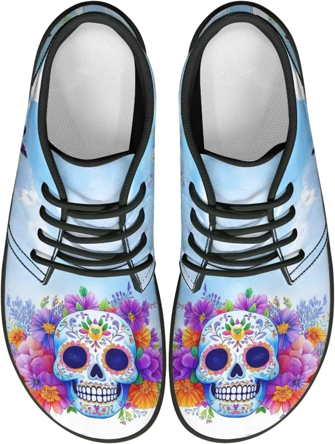 Howilath Skull Print Barefoot Shoes Men Wide Toe Box Low Zero Drop Sneaker Anti-Skid Low Top Minimalist Shoes